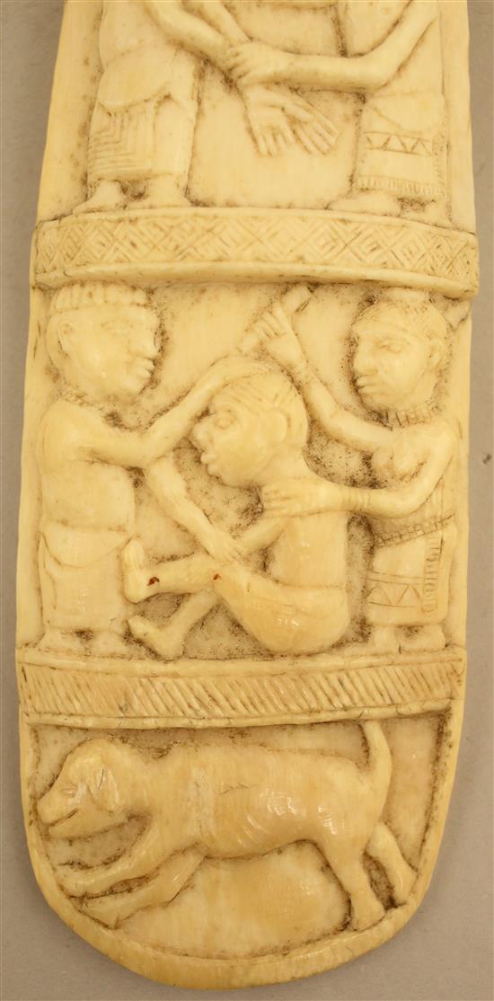 A 19th century west African ivory plaque, 8in.